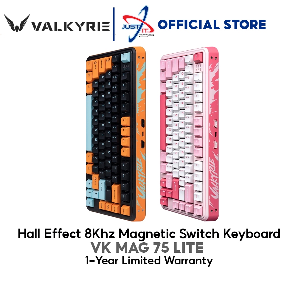 VALKYRIE VK MAG 75 LITE HALL EFFECT 8Khz MAGNETIC SWITCH KEYBOARD - ส้ม ดํา / ชมพู ขาว