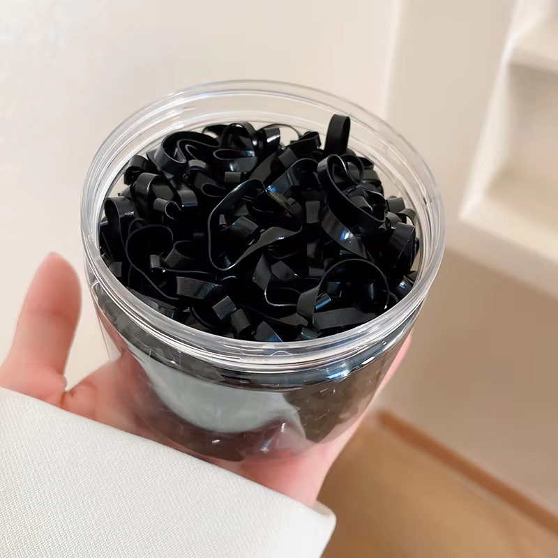 UG 300 ชิ้น + Band สุภาพสตรียางรัดผมสีดํายืดหยุ่นสูงยางรัดผมชนิดบรรจุกล่องทิ้งยางรัดผมยาง