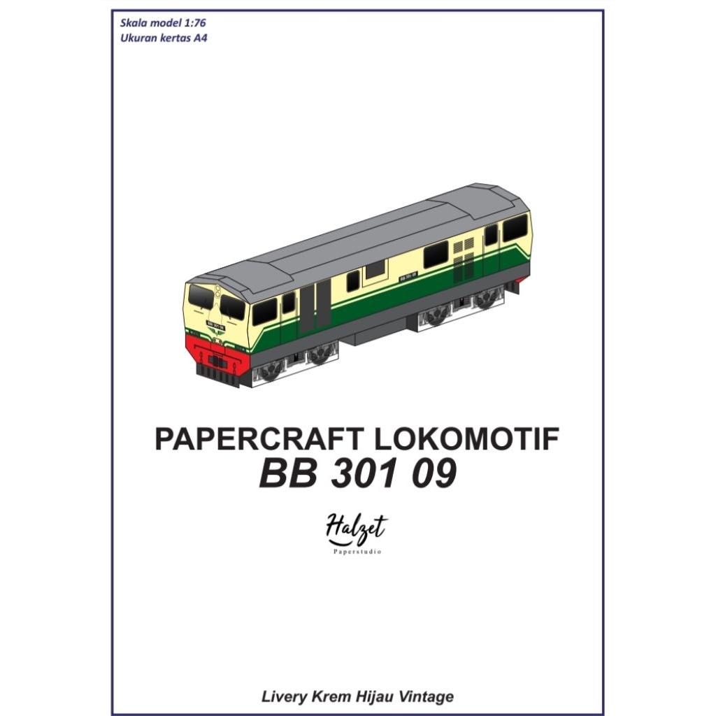 PAPERCRAFT LOKOMOTIF BB 301HIGH DETAIL