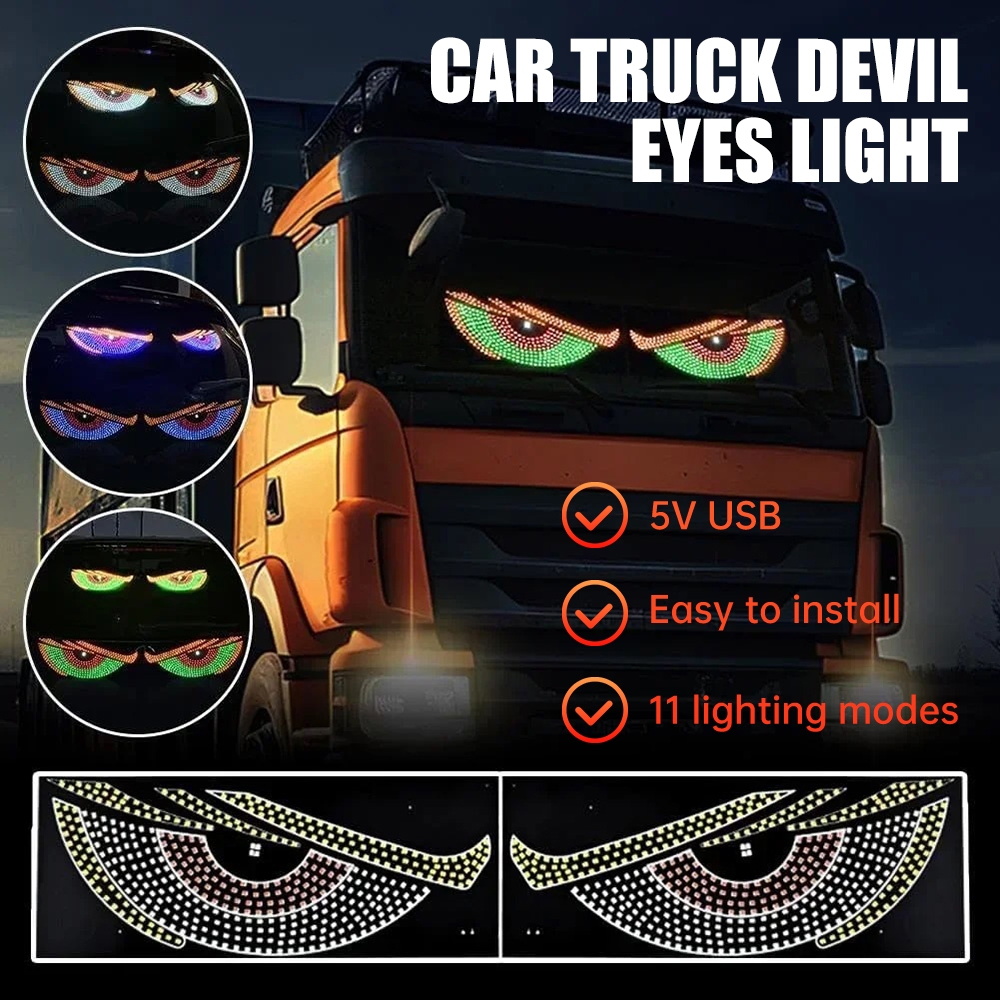 2 ชิ้นขนาดใหญ่ Devil Eyes Light สําหรับรถยนต์แบบไดนามิกจอแสดงผล LED สําหรับรถยนต์รถบรรทุกยืดหยุ่นแบบ