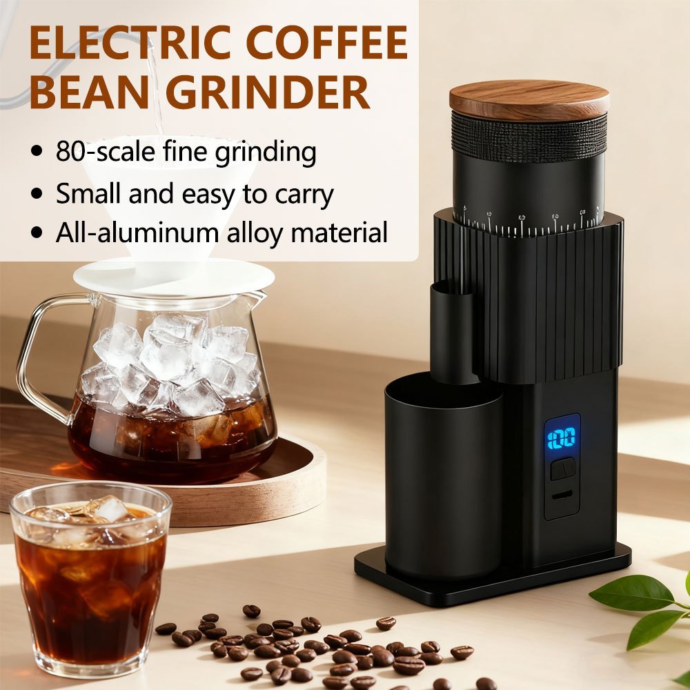 CF WISDOM เครื่องบดกาแฟไฟฟ้าแบบพกพา 25g 420 สแตนเลสหกดาวเสี้ยนปรับได้สําหรับ Pour Over & Espresso