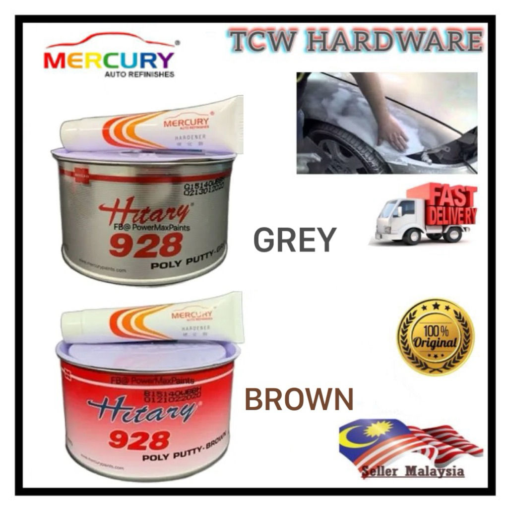 Mercury Nissan Hitary 928 Poly Car Putty พร้อม Hardener Grey 1KG / 4KG – ยานยนต์ Body Filler Simen K