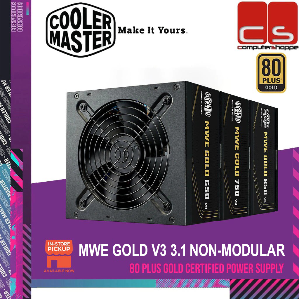 COOLER MASTER MWE GOLD V3 SERIES ATX 3.1 PCIE 5.1 80 + สีทอง NON-MODULAR POWER SUPPLY (650 W/750 W/8