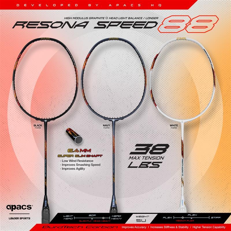 (แรงจับและด้ามจับฟรี) APACS BADMINTON CKET RESONA SPEED 88 5U
