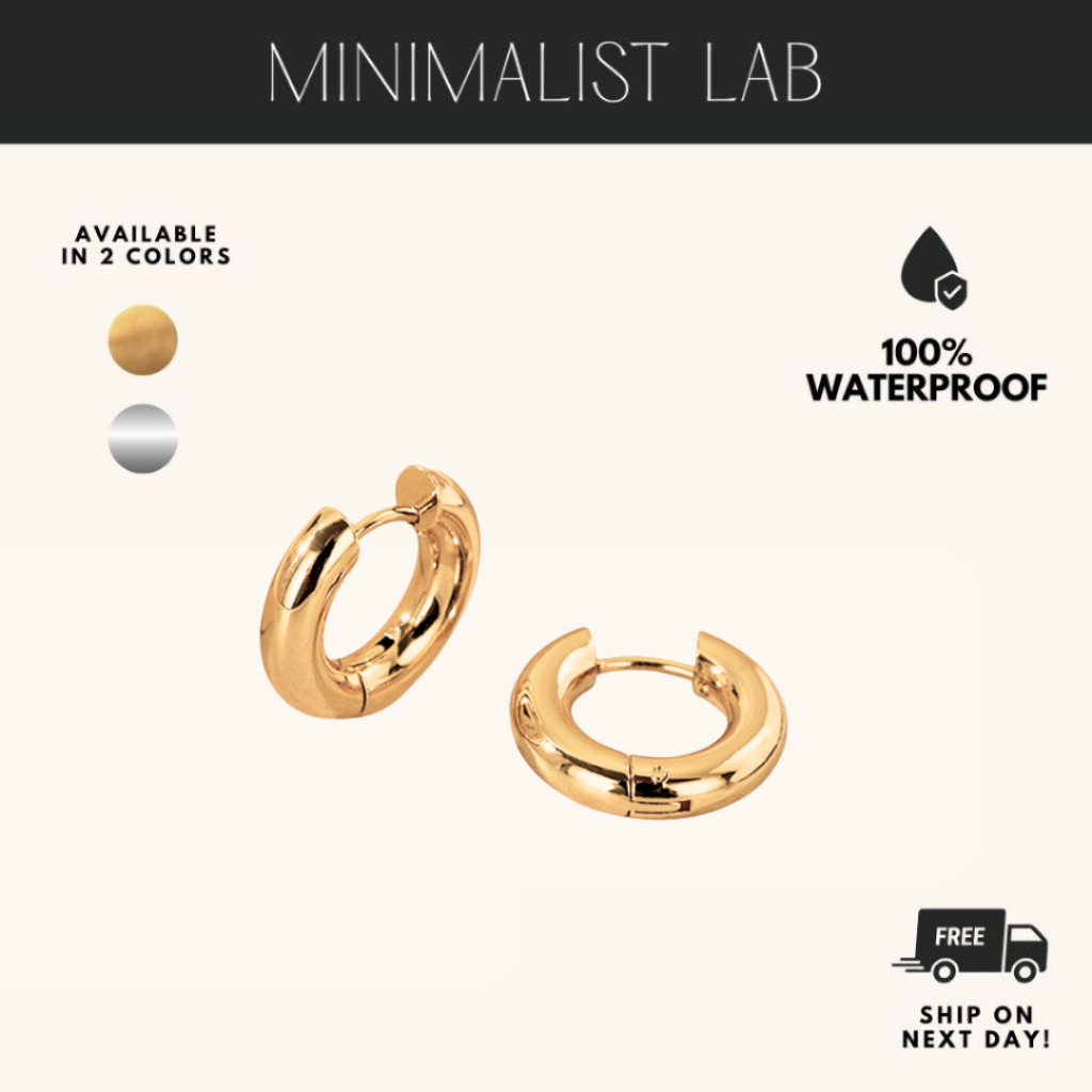 MINIMALIST LAB Blanca Bold Essential Hoop ต่างหู Titanium Anting Gelung Bold Blanca Titanium