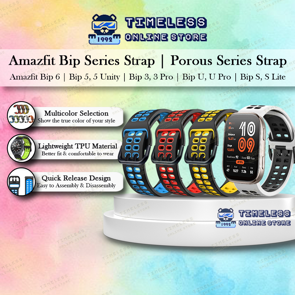 🇲🇾 สาย Amazfit Bip 6 Series, มีรูพรุนสปอร์ต 20 มม. 22 มม., 8 สี (Bip6, 5 Unity, 3 Pro, U, S Lite Sma