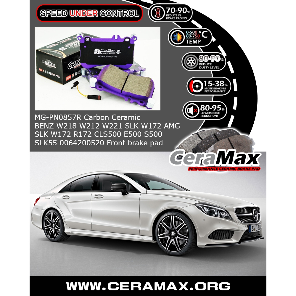 Ceramax Carbon MG-PN0857R BENZ W218 W212 W221 SLK W172 AMG SLK W172 R172 0064200520 ผ้าเบรคหน้า