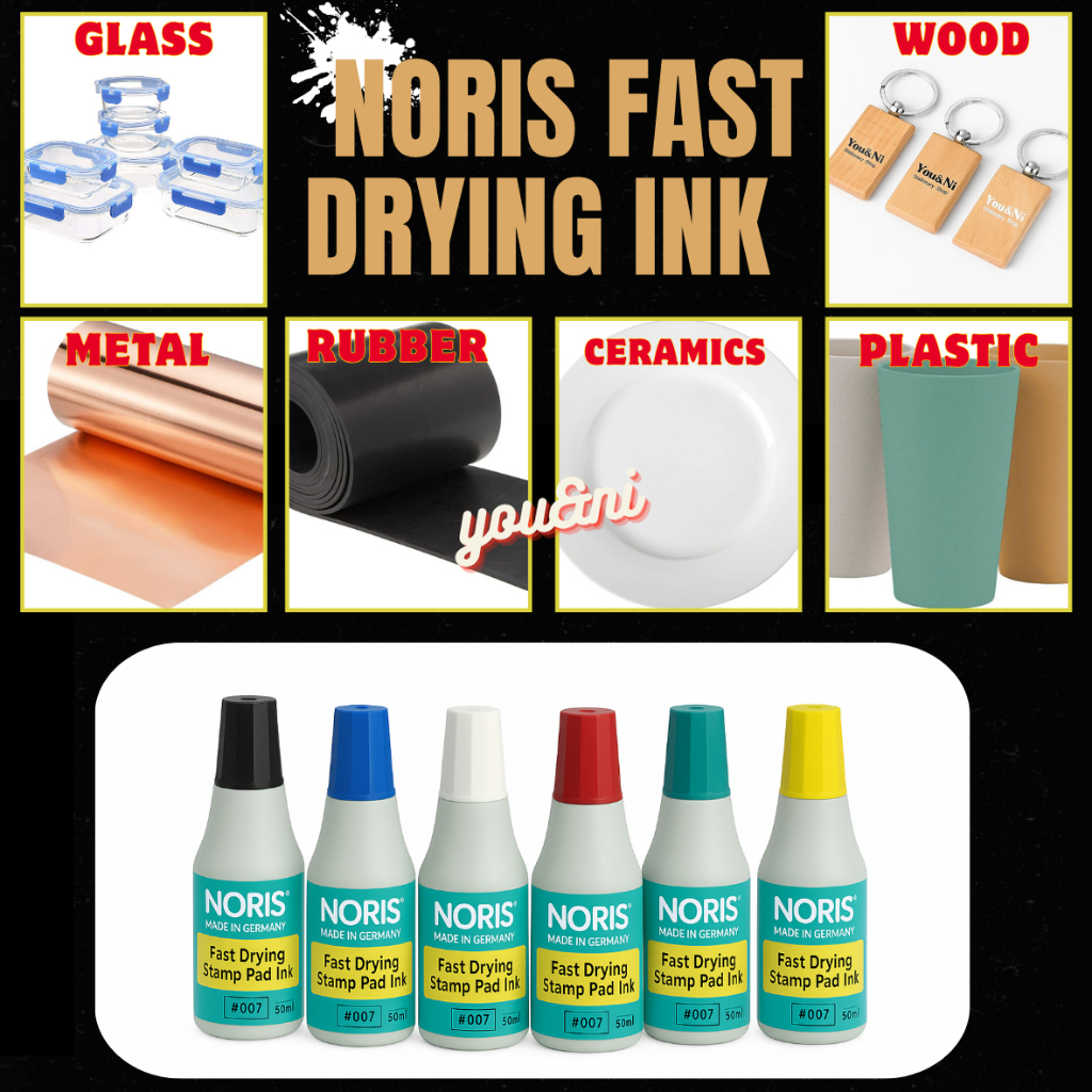 Noris Fast Drying Ink 50ml/250ml/1000ml (แก้ว,สแตนเลส,ไม้,พีวีซี,Etc)
