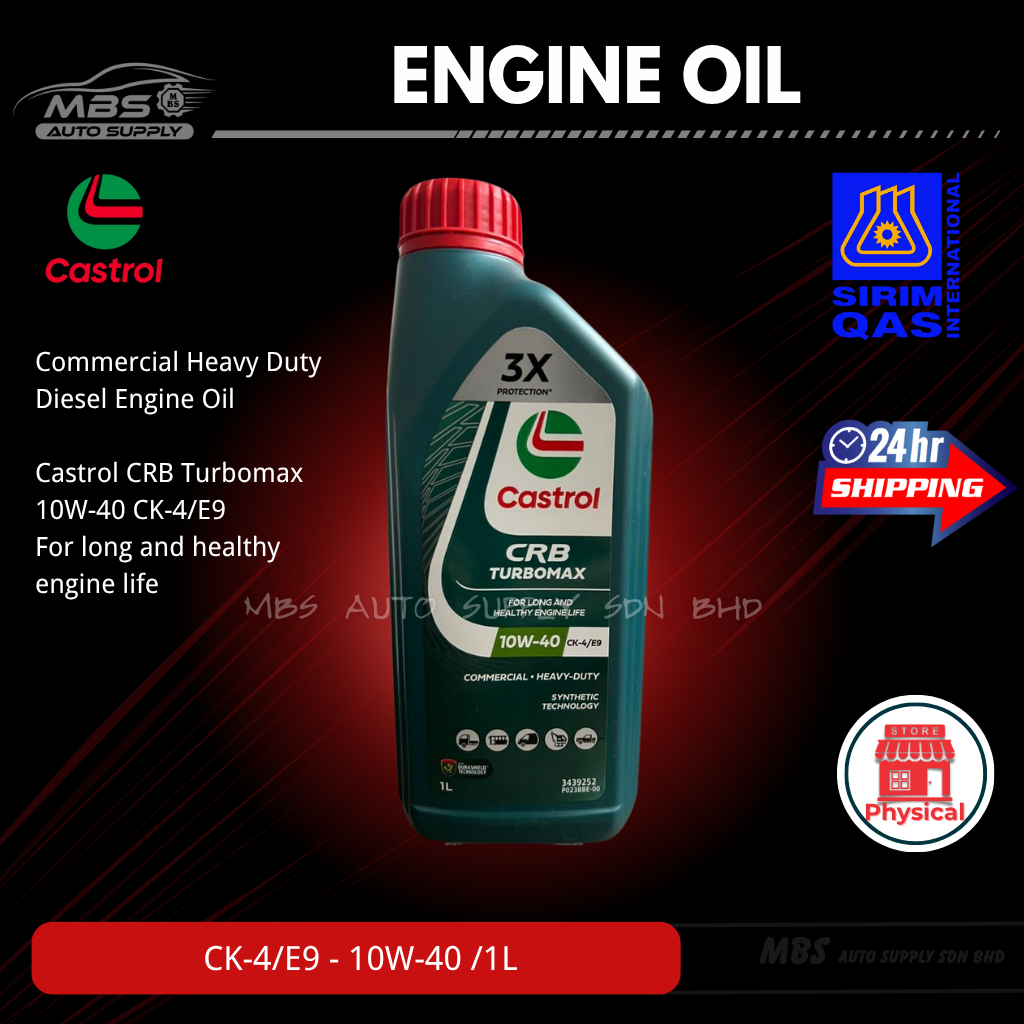 Castrol CRB Turbomax 10W-40 1Liter CK-4/E9 น้ํามันเครื่องดีเซลสําหรับงานหนักเชิงพาณิชย์ Minyak Enjin