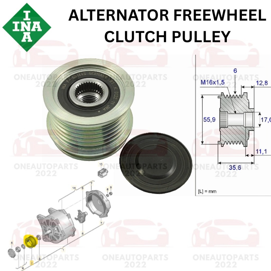INA GERMANY ALTERNATOR FREEWHEEL CLUTCH PULLEY AUDI A4 b7 (8E_) 2.0TFSI A6 C6 2.0 AUDI TT 8J_ 2.0