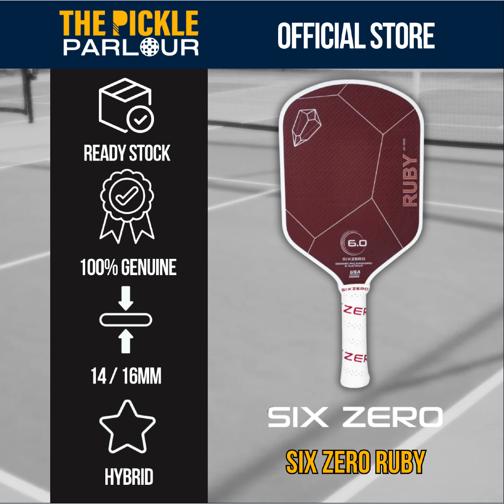 Six Zero Ruby Pickleball Paddle 14 มม./16 มม. Red & White Pickleball Paddle Racquet Racket