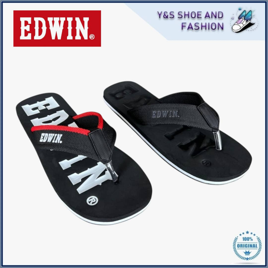 EDWIN SIGNATURE LOGO COmfortable MEN SLIPPER SANDALS E10806 รองเท้าแตะ Lelaki Edwin 10806