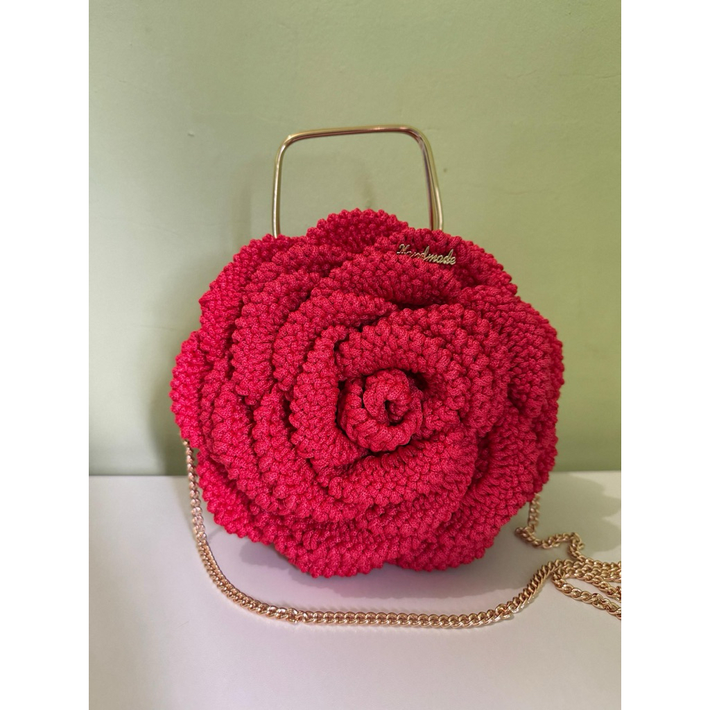 กระเป๋าถักโครเชต์ 3D Roses