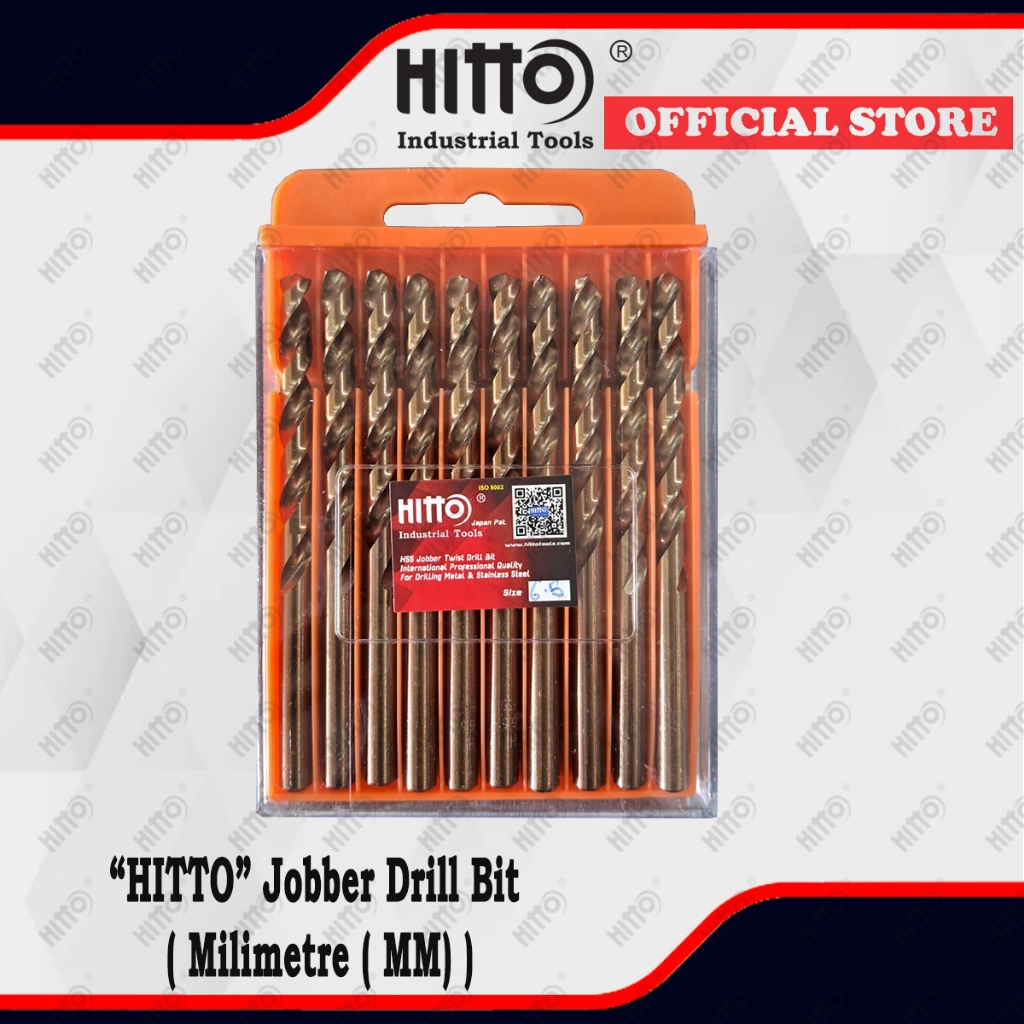 [ HITTO ] ดอกสว่าน Jobber / ดอกสว่านสําหรับเจาะโลหะสแตนเลส (10 ชิ้น/แพ็ค) ( MM )( 12HDB00 )