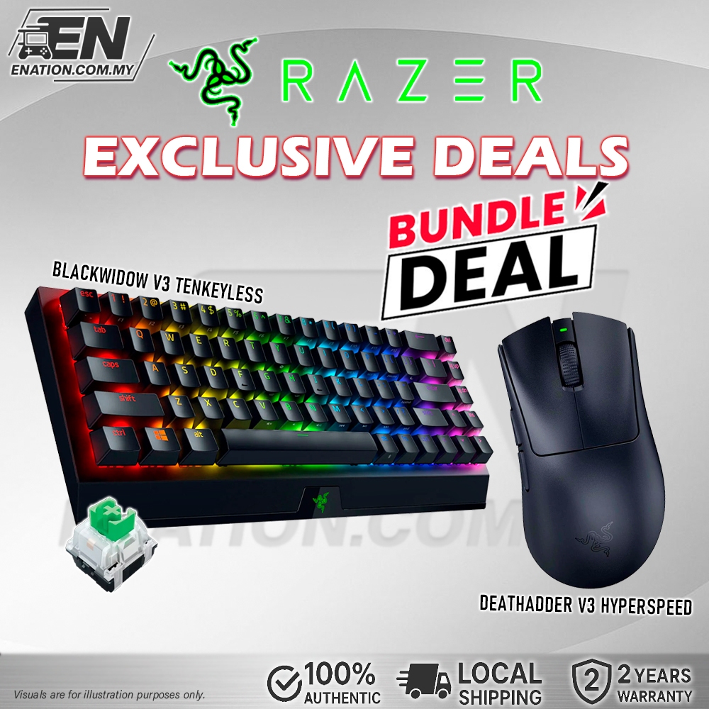 Razer BlackWidow V3 Tenkeyless คีย์บอร์ดเกมมิ่ง เมคานิคอล 87 ปุ่ม สวิตช์ Razer Green/Yellow รองรับ RGB ปรับแต่งได้