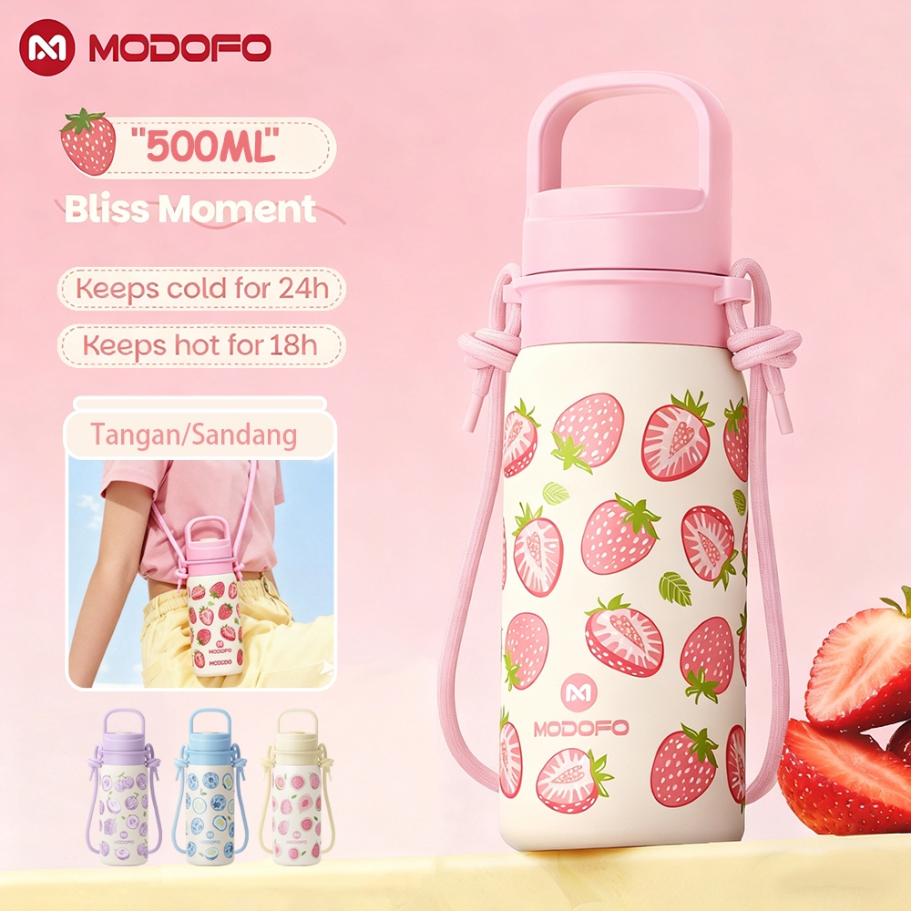 [Hantar tali ] MODOFO 500ML Tumbler Kids Thermos 316 Stainless Steel Crossbody Cute Water Bottle