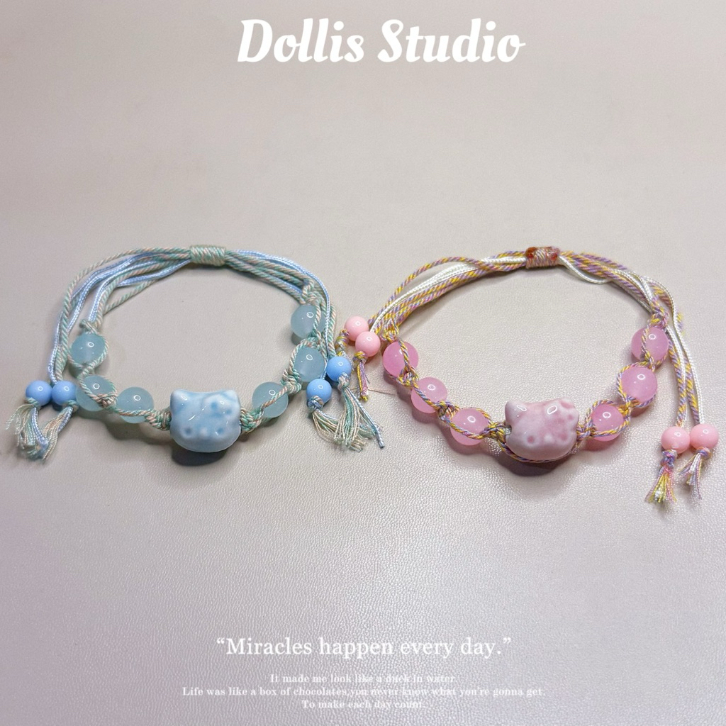 [DollisStudio]Kuke Kitty Sweet Romance Bestie Bracelet Rantai กําไลข้อมือคลาสสิกแบบปรับได้ Gelang Ta