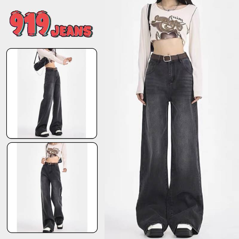 919JEANS กางเกงยีนส์ขากว้างผู้หญิงฤดูใบไม้ร่วงตรง Saiz XS-2XL