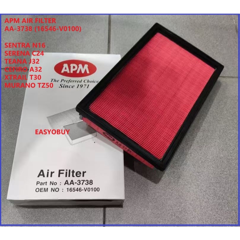 APM AIR FILTER AA-3738 (16546-V0100) SENTRA N16 SERENA C24 TEANA J32 CEFIRO A32 XTRAIL T30 MURANO TZ