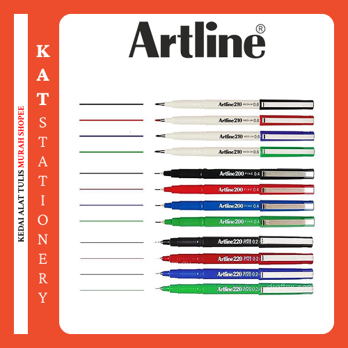 ปากกาเขียน Artline I Artline 200 I Artline 210 I 220 I 250 [PRICE สําหรับ 1 ชิ้น]