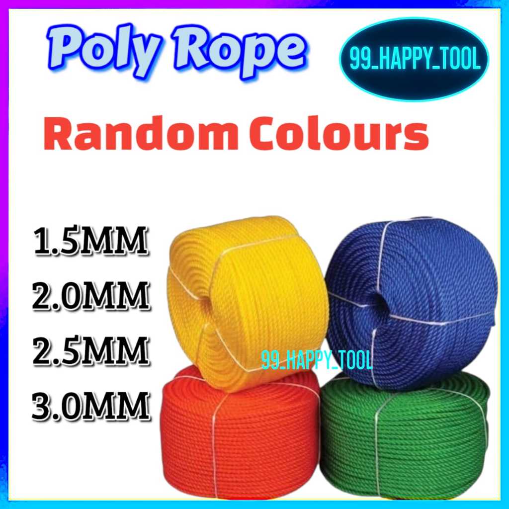 Polyethylene Nylon Rope Monofilament Rope Tali PP PE Poly Rope 1.5MM/2.0MM/2.5MM/3.0MMRANROM สี