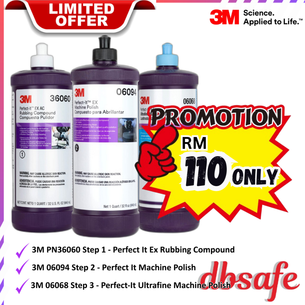 3M Perfect It Buffing And Polishing Kit 36060 06094 06068 3M Rubbing Compound, เครื่องขัดเงา, ขัดละเ