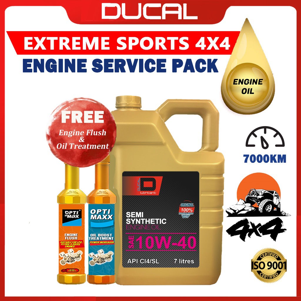 DUCAL OTX HEAVY DUTY 4X4 ENGINE OIL 10W40 7 ลิตร API CI4/SL (ฟรี ENGINE FLUSH & OIL TREATMENT) MINYA