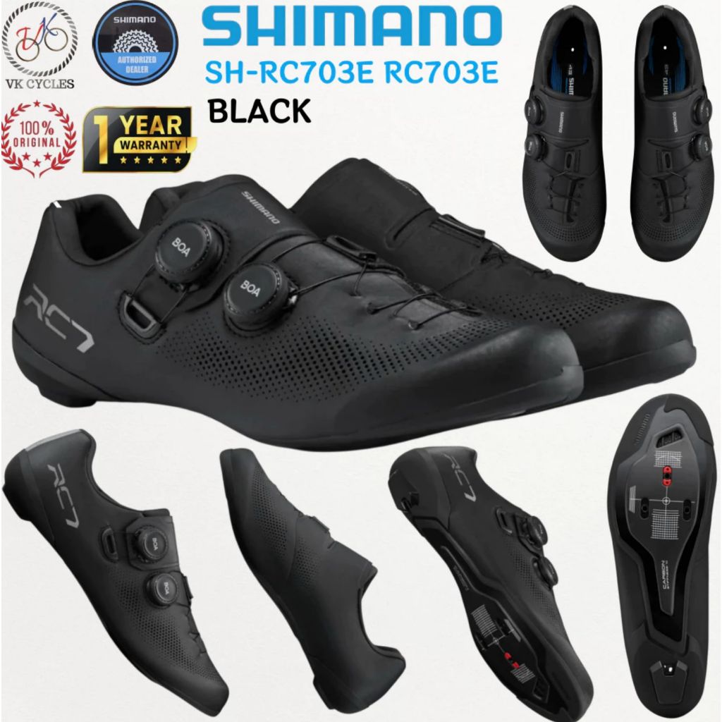 รองเท้าปั่นจักรยาน Shimano RC703 Wide Road สีดํา ไซส์ 44
