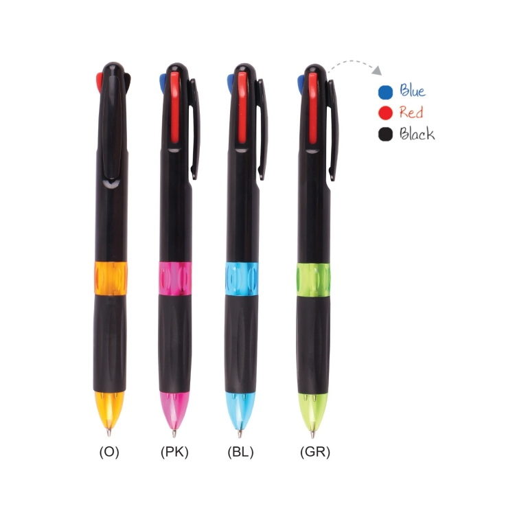 Ball Pen 3in1 ปากกาพลาสติก 3in1 ปากกาหมึกสามสี 3 in 1 ปากกาพิมพ์ชื่อหรือโลโก้