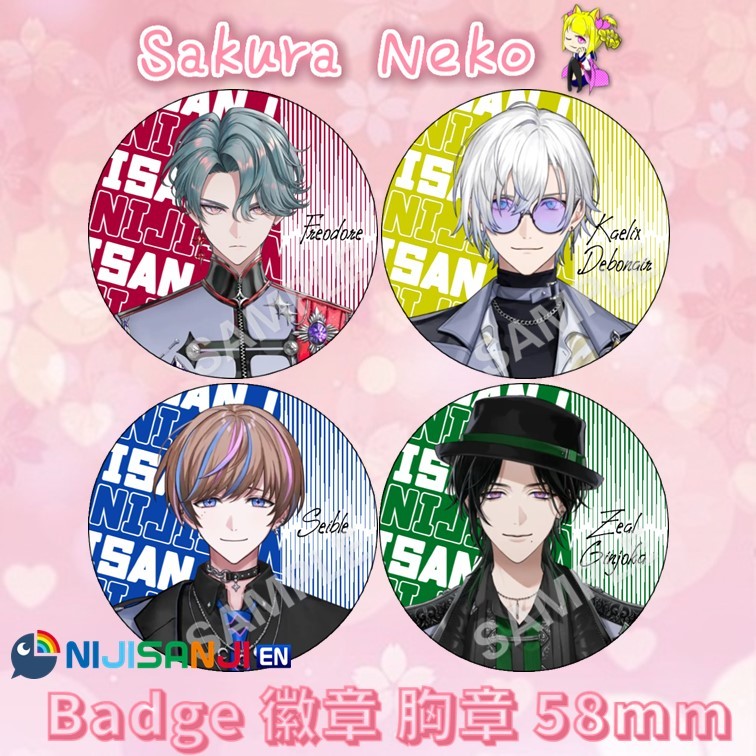 NIJISANJI EN 彩质 2434 นีออน VTubr BY THE BEAT Anime Button Badge 动漫形散杯 58 มม.