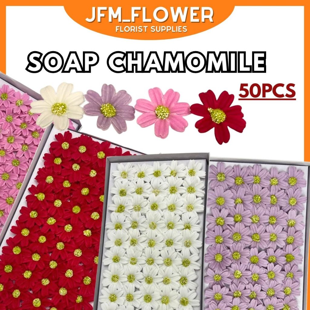 [RM20.50/BOX] 50PC DAISY Soap Flower/CHAMOMILE Fragrant Flower Base Soap Flower Small DAISY Flower