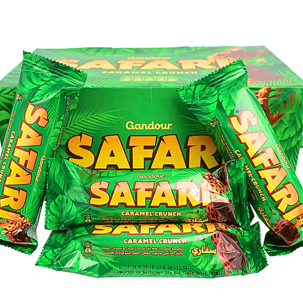 "Safari Caramel Crunch 22G Caramel & Cereal Wafer Coated in Milk Chocolate "