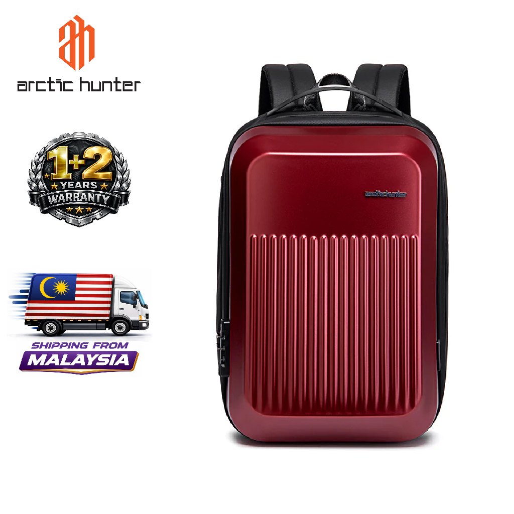 Arctic Hunter i-Case กระเป๋าเป้สะพายหลังแล็ปท็อปแบบขยายการเดินทางเพื่อธุรกิจกระเป๋าเป้เคสแข็ง TSA Lock พร้อม USB (15.6")