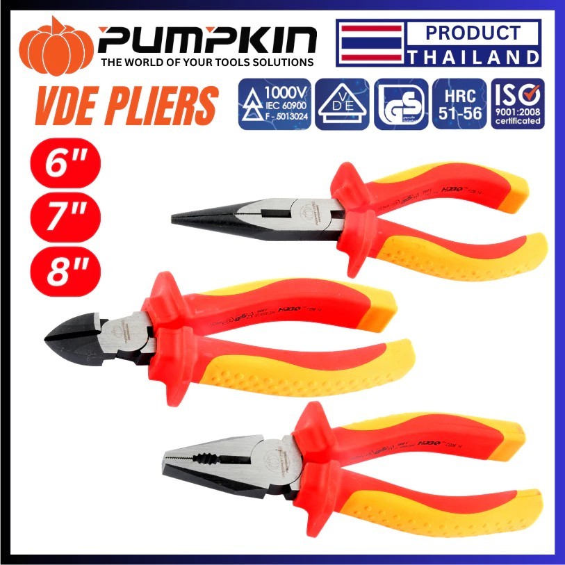 [PUMPKIN] Professional VDE High Leverage Long Nose Plier Diagonal Plier Combine Plier 1000V VDE Plie