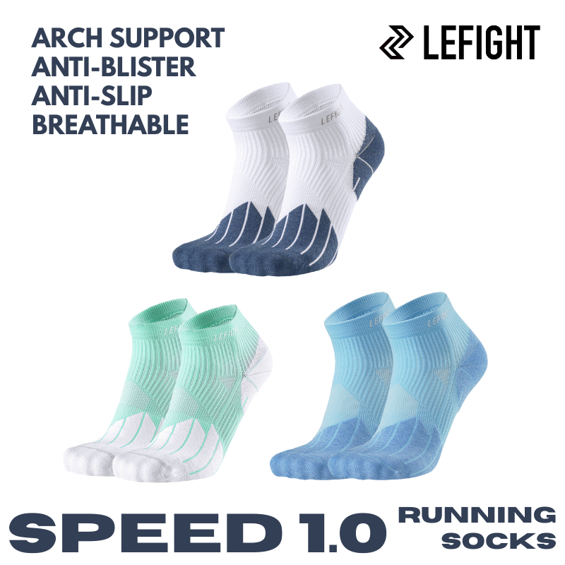 LEFIGHT Running Socks Jogging Anti-Blister ถุงเท้าข้อเท้าระบายอากาศ - ความเร็ว 1.0