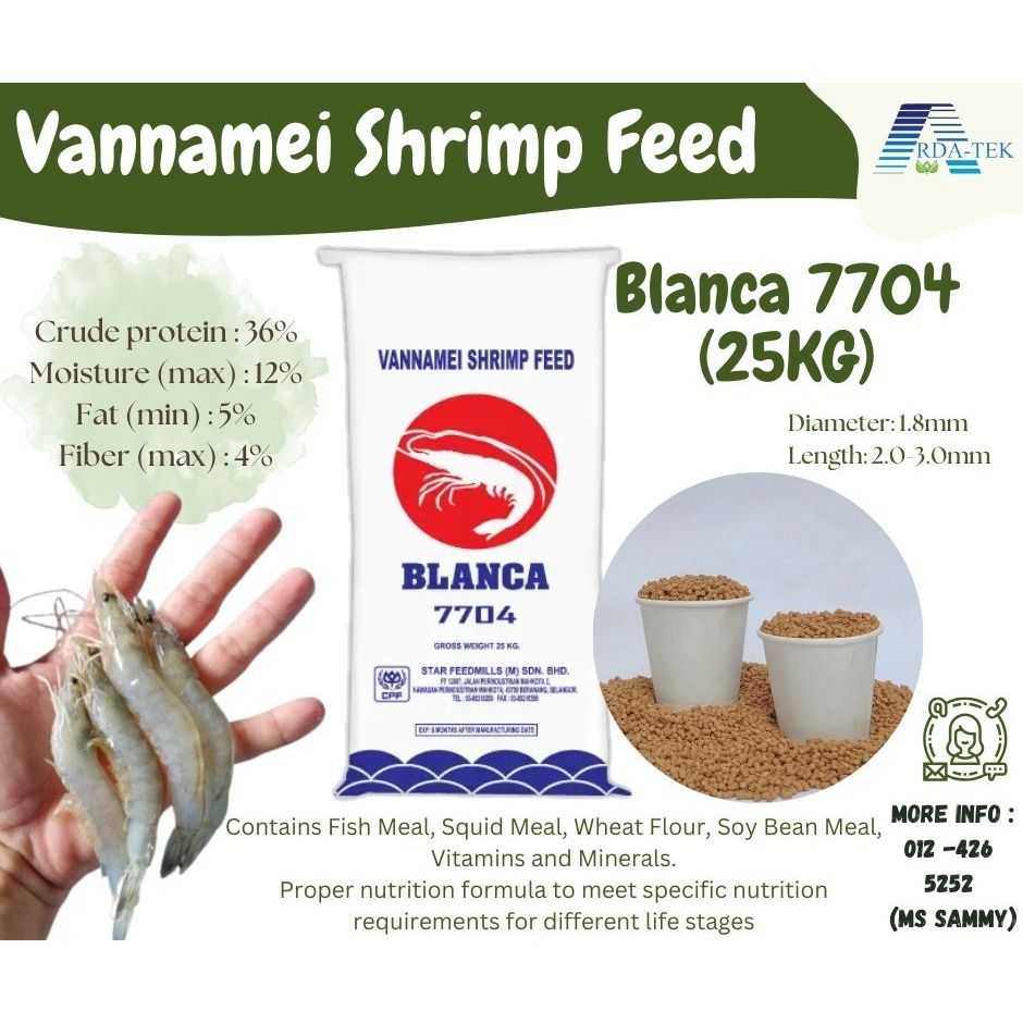 [25 KG] BLANCA 7704N ShrimP FOOD PELLET 36% PROTEIN HACP CERTIFICATE ShrimP FOOD VANNNAMEI WHITE SHA