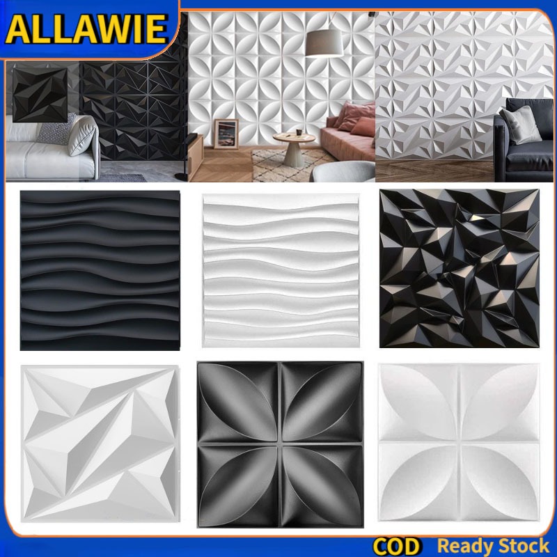 30/50 ซม.Matte สีดํา PVC 3D แผงผนัง 3D สติ๊กเกอร์ติดผนังกันน้ําร้านอาหาร DIY วอลล์เปเปอร์กระเบื้องห้องนั่งเล่นห้องนอน