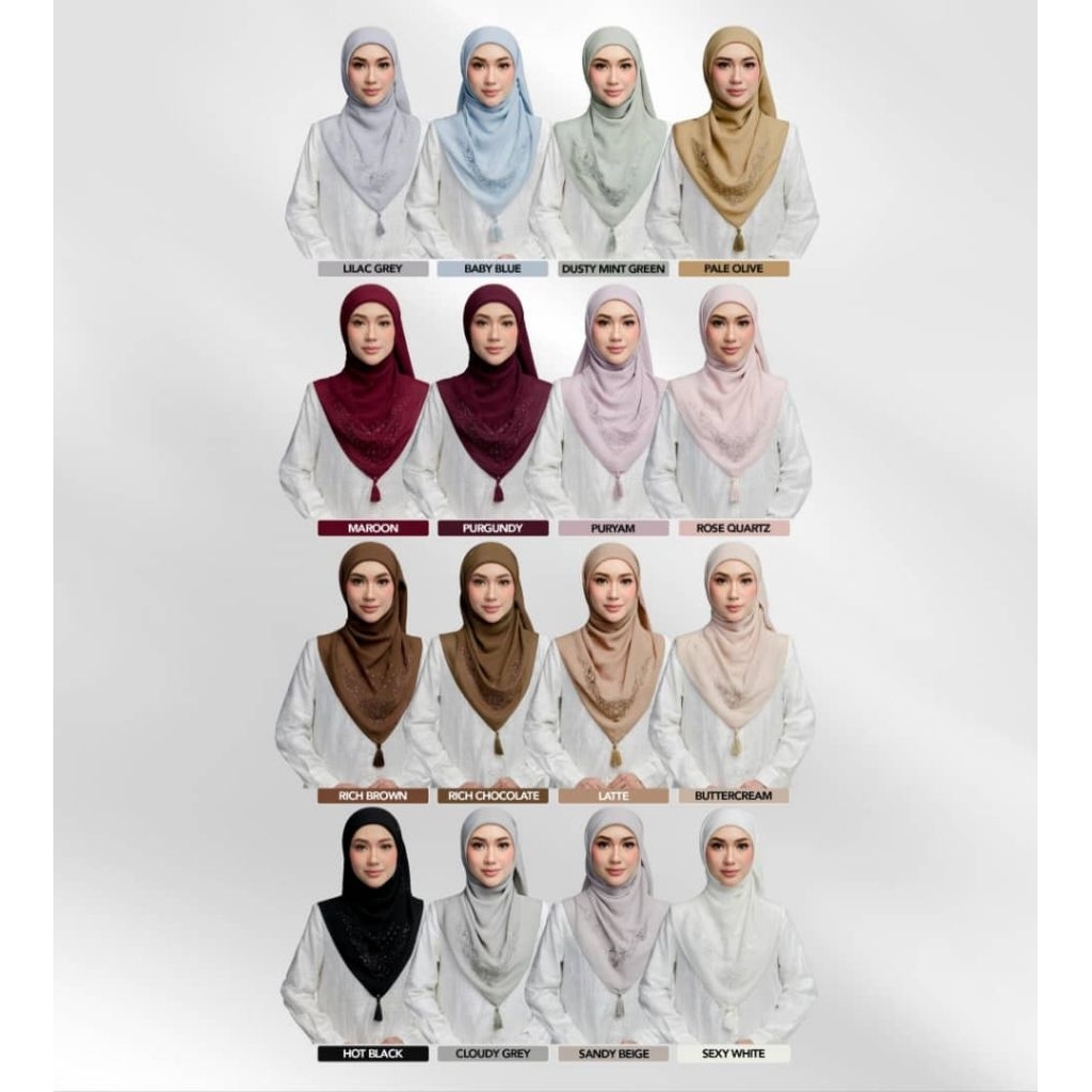 Bawal Sulam Raya Viral 2026 YNALEE Bangkit Bidang 45 Chiffon Velvet Premium