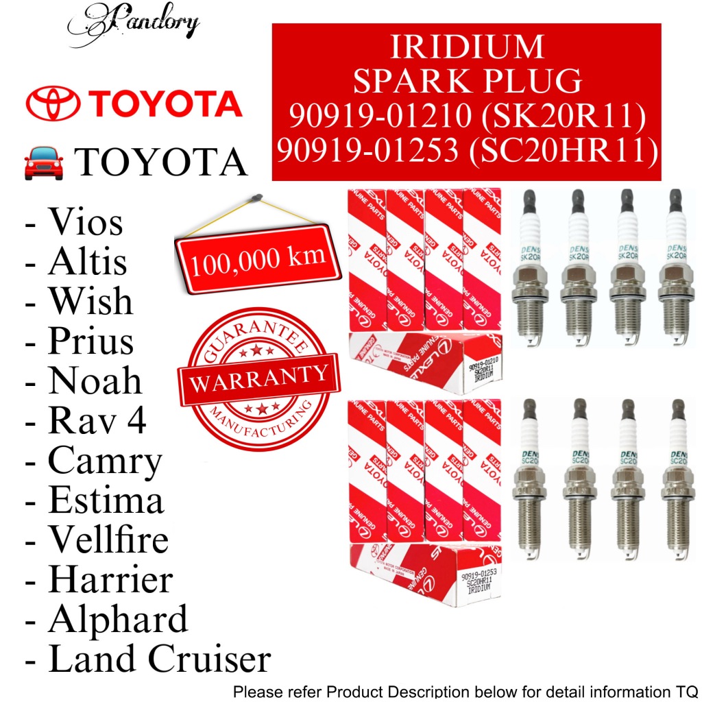PALAM PENCUCUH TOYOTA IRIDIUM SPARK PLUG (SK20R11 90919-01210)(SC20HR11 90919-01253) VIOS ESTIMA CAM