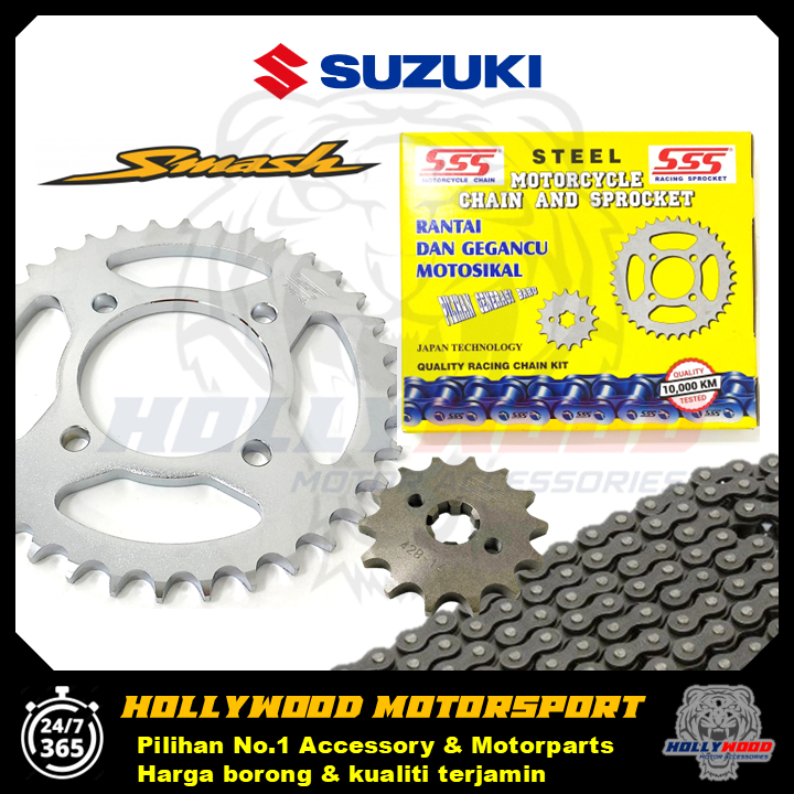 ชุดโซ่ SMASH SSS ชุด 3 IN 1 โซ่ 428 102L + โลหะผสม CNC SPROCKET 14T + 34T JAPAN TECHNOLOGY