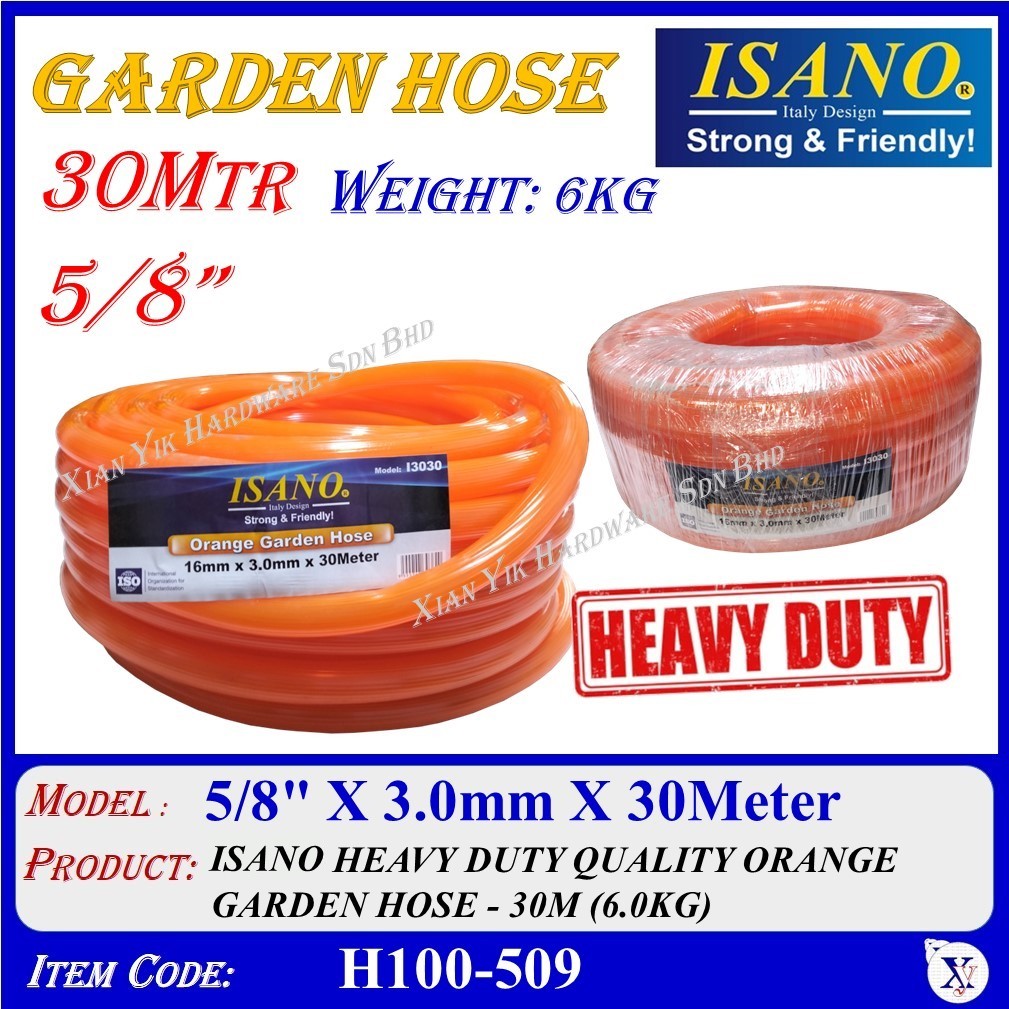 (ราคาต่อ 1 เมตร) 5/8" X 3.0mm ISANO HEAVY DUTY QUALITY ORANGE GARDEN HOSE - 30M (6.0KG) H100-509