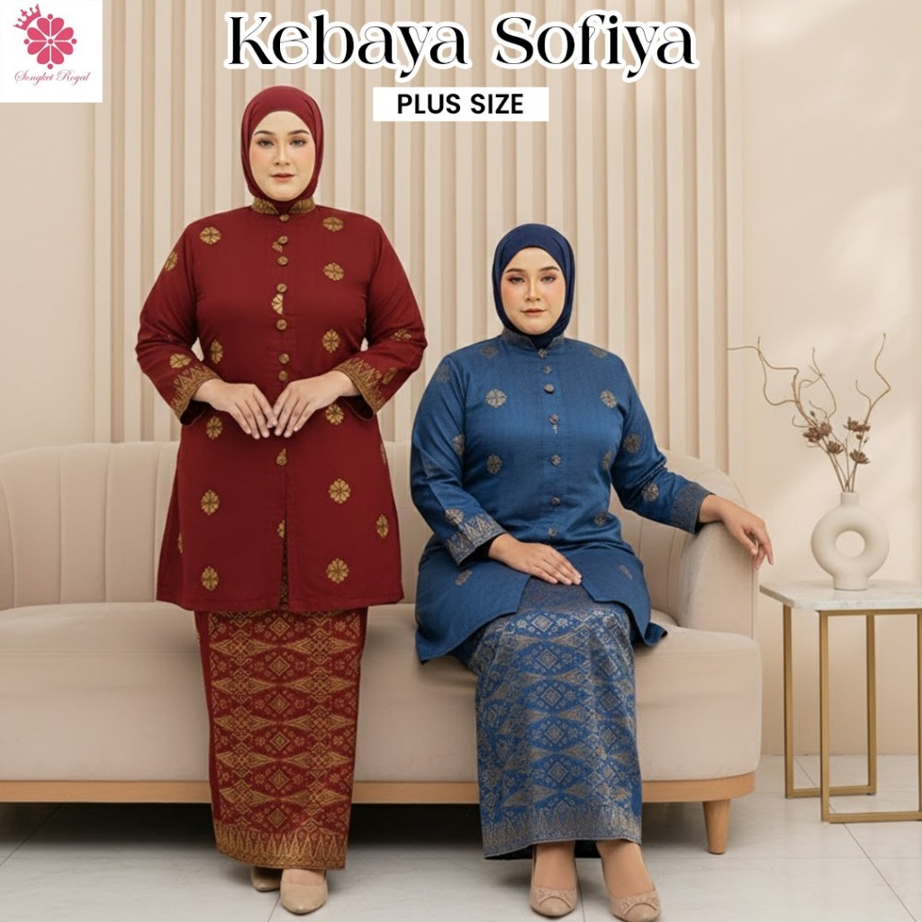 PLUS SIZE KEBAYA SOFIA SIZE 3XL-8XL IPLUS SIZE KEBAYA SONGKET FLOWER SPRAY