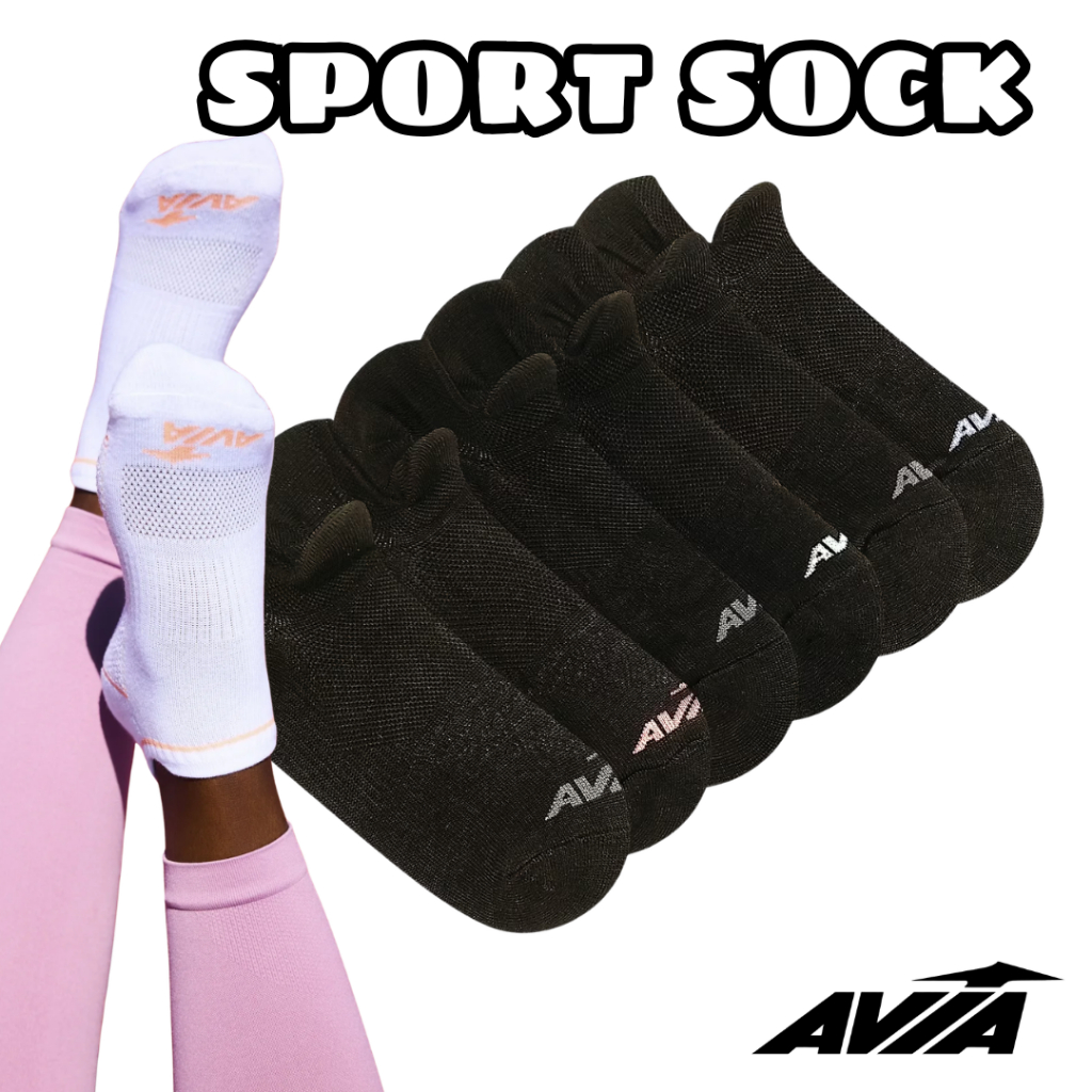 ️AVIA SPORT ️ ผู้หญิง Junior Teen Running Pickleball Gym การออกกําลังกายสีดํา Quick Dry Dri-Fit ถุงเ