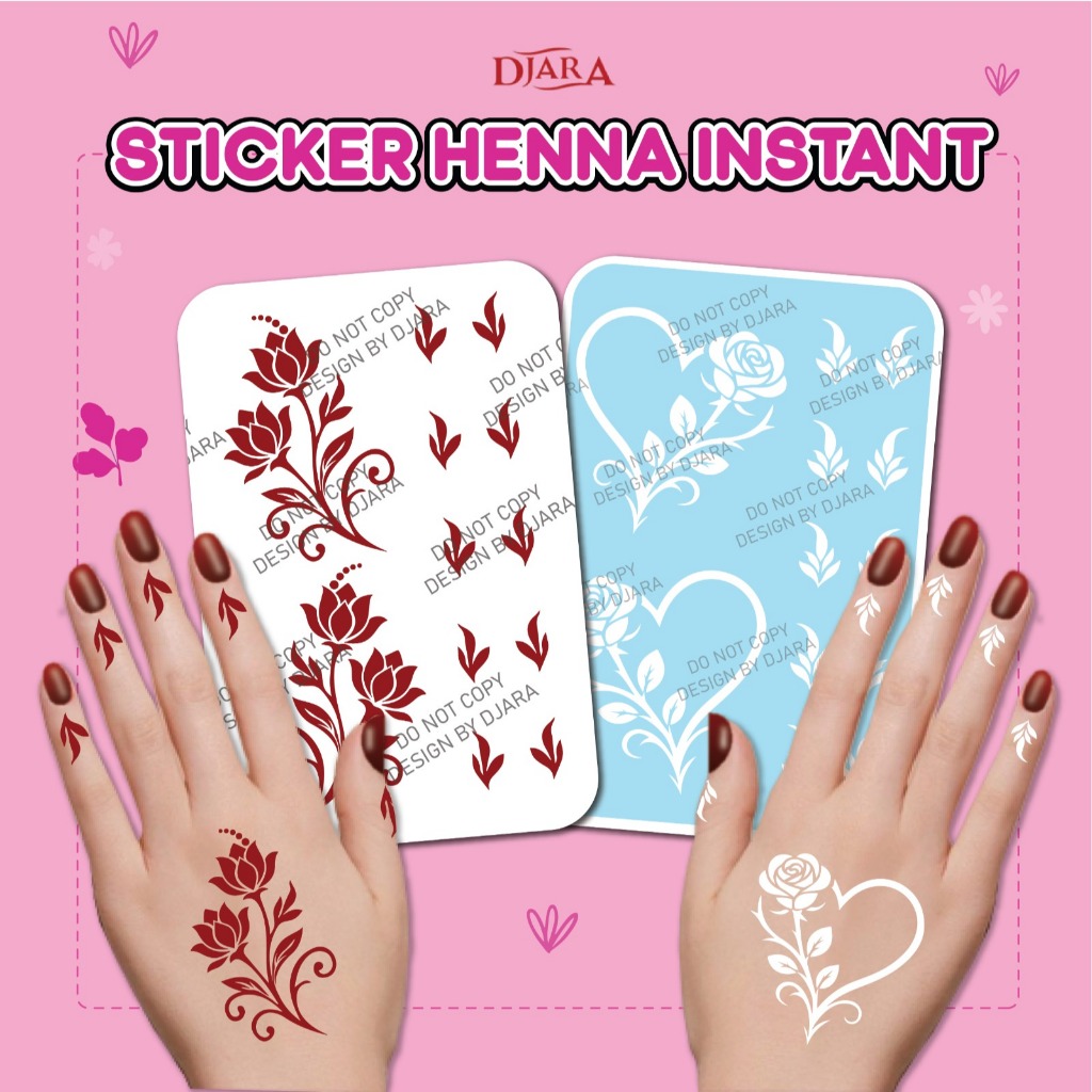สติ๊กเกอร์ Henna Instant / สติ๊กเกอร์ Inai Instant Pengantin Color Maroon & White
