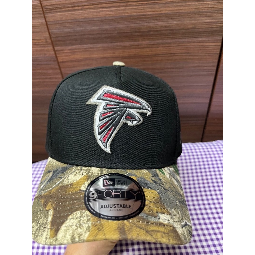 NE 9 Forty A Atlanta Falcons Real Tree 2T หมวกเบสบอลสีดํา Snapback ปรับได้