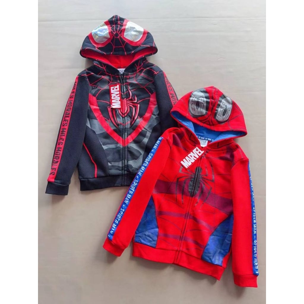 [Marvel] Spider-Man Kids Zip Front Hooded Sweatshirt (สีดํา/แดง)