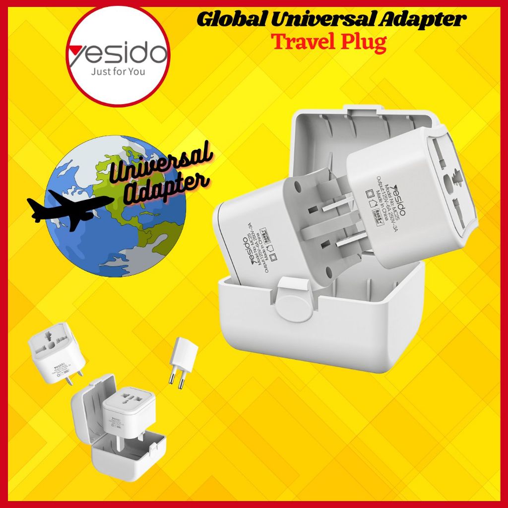 1YrWarrantyYesido 3 in 1 1500W Universal Adapter สารหน่วงไฟ Global Multifunctional Conversion Travel
