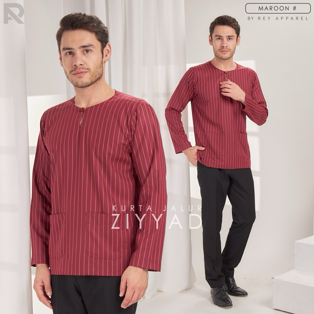 MAROON Kurta Jalur Relaxed Fit Exclusive