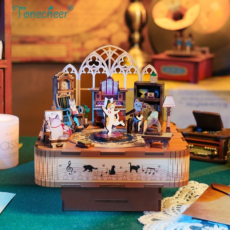 Tonecheer หนังสือปริศนาไม้ 3 มิติ Nook Birthday Cat family TQ065