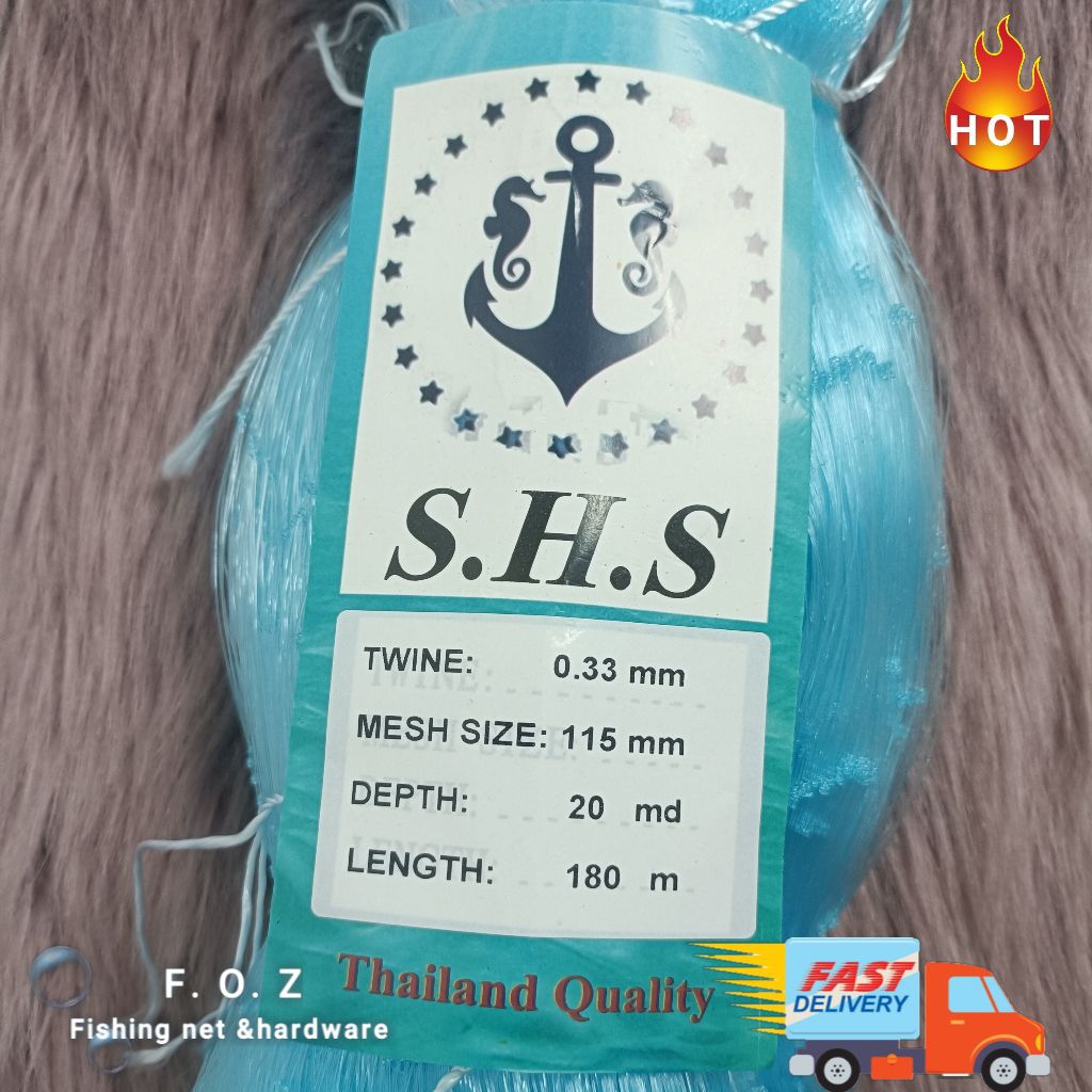 MATA Crab Fishing Net 0.33mm x 4-1/2" x 20MD Blue Tangsi Trawl Filled with Upright Eye Trawl Fishing
